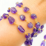 Load image into Gallery viewer, Amethyst Organic Shape Gold Plated Wire Chain.  AME29
