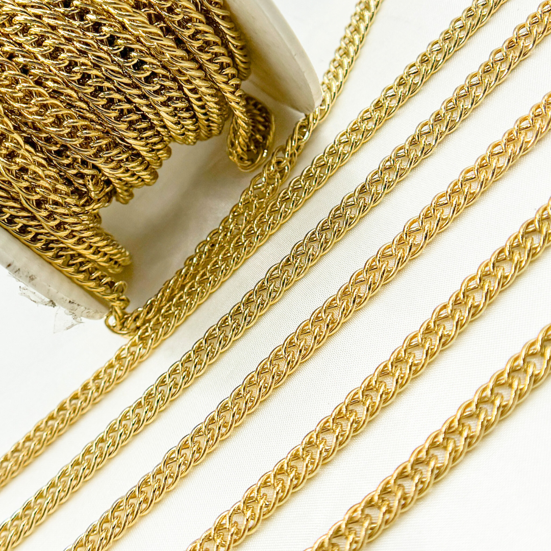 Gold Plated 925 Sterling Silver Hollow Double Curb Chain. V35GP