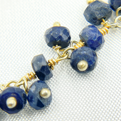 Dyed Blue Sapphire Cluster Dangle Gold Plated Wire Chain