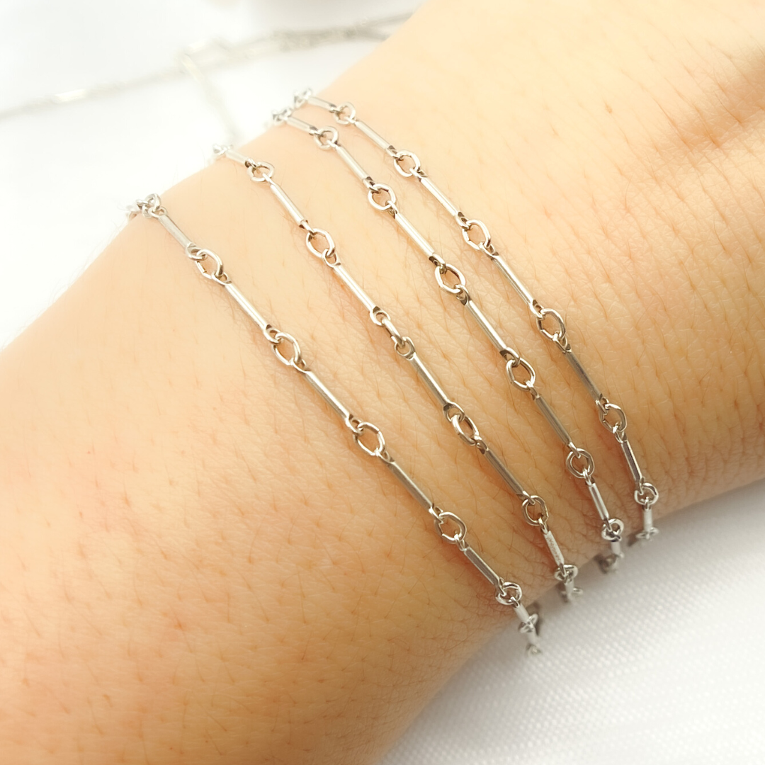 567OX. Oxidized Sterling Silver Fancy Bar Chain