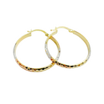 Load image into Gallery viewer, 14K Gold Diamond Cut Tri-Color Hoop Earrings. 