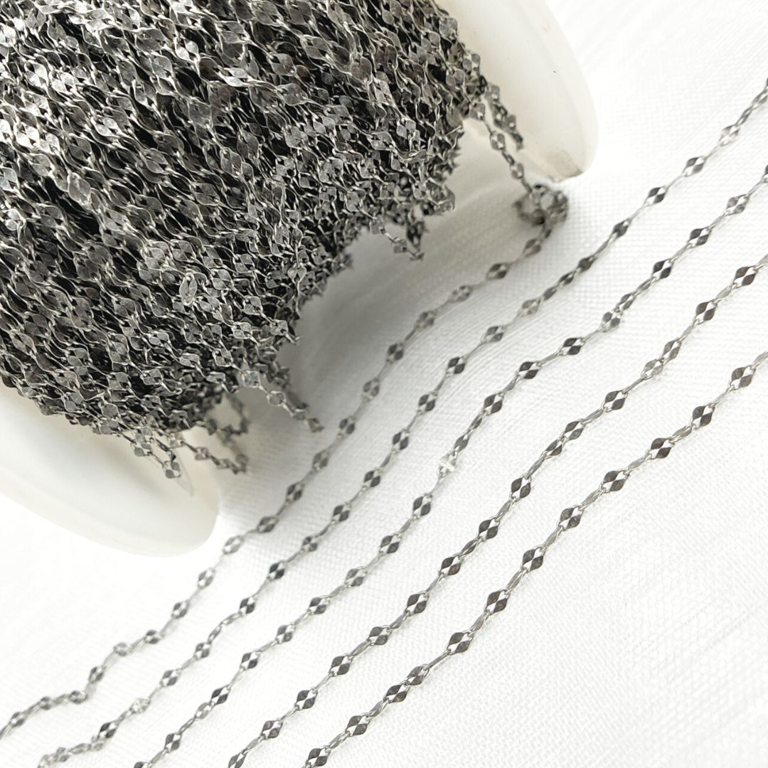 Oxidized 925 Sterling Silver Fancy Marina Chain