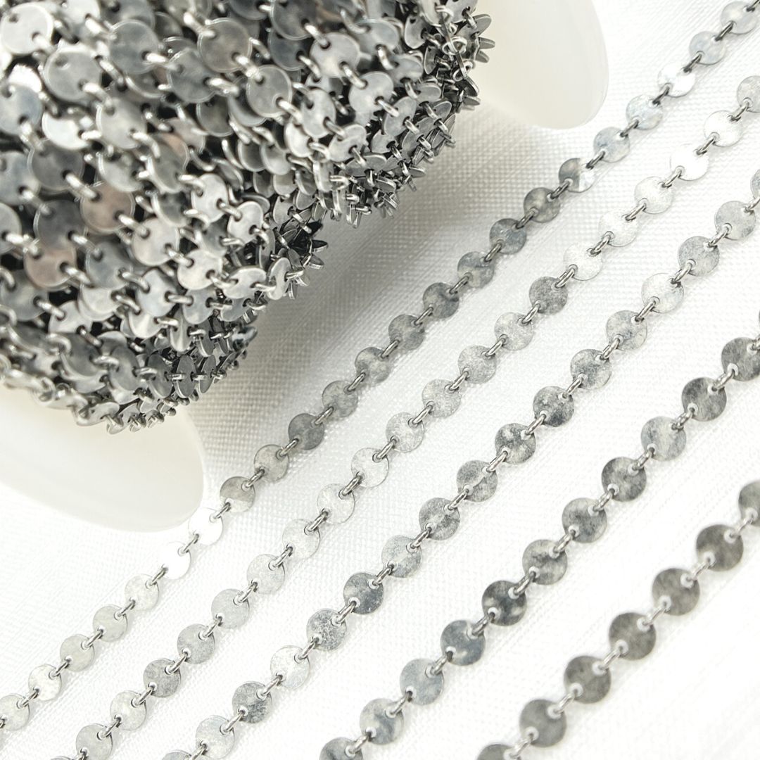 Oxidized 925 Sterling Silver Disc Chain