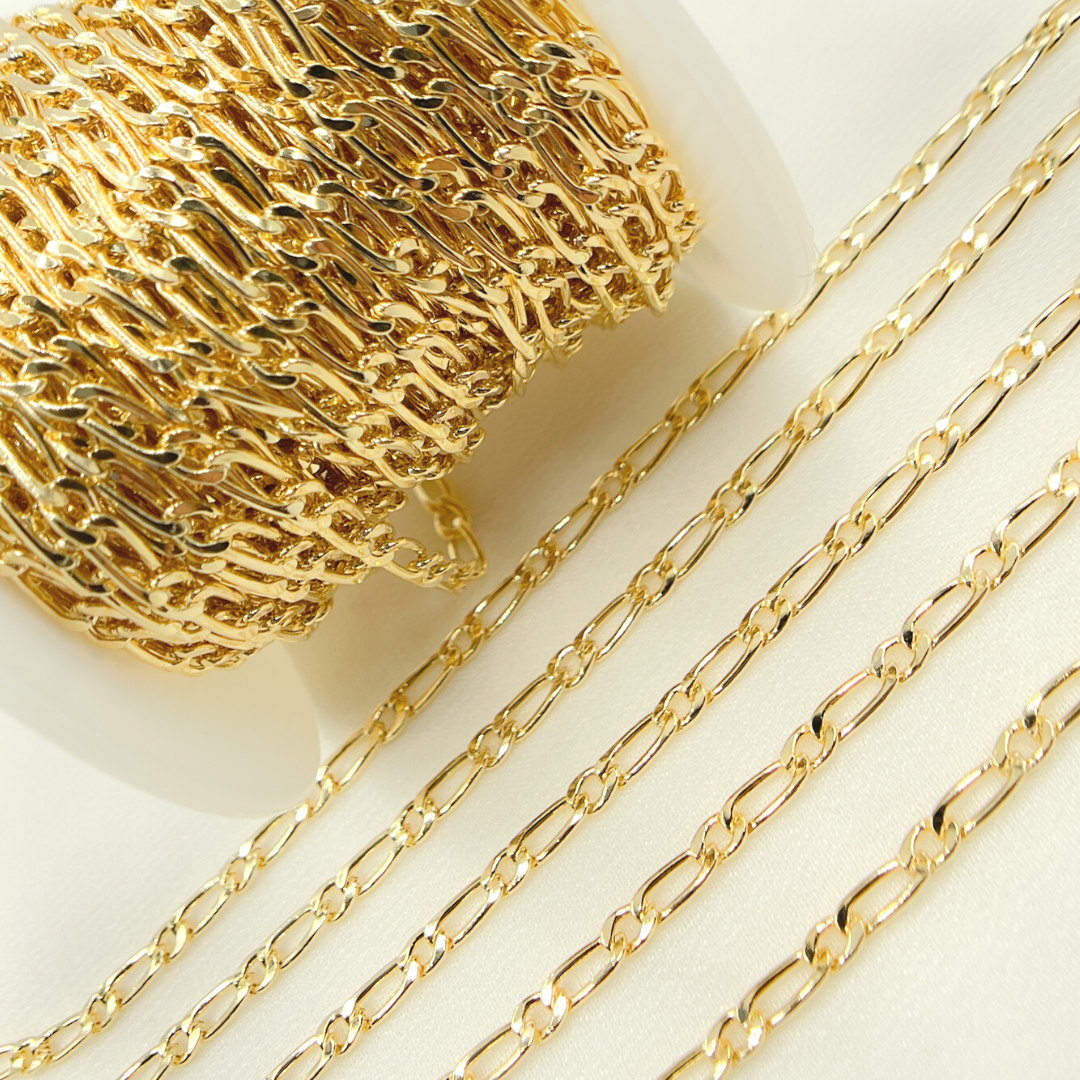 14K Gold Filled Flat Oval & Round Link Curb Chain. 