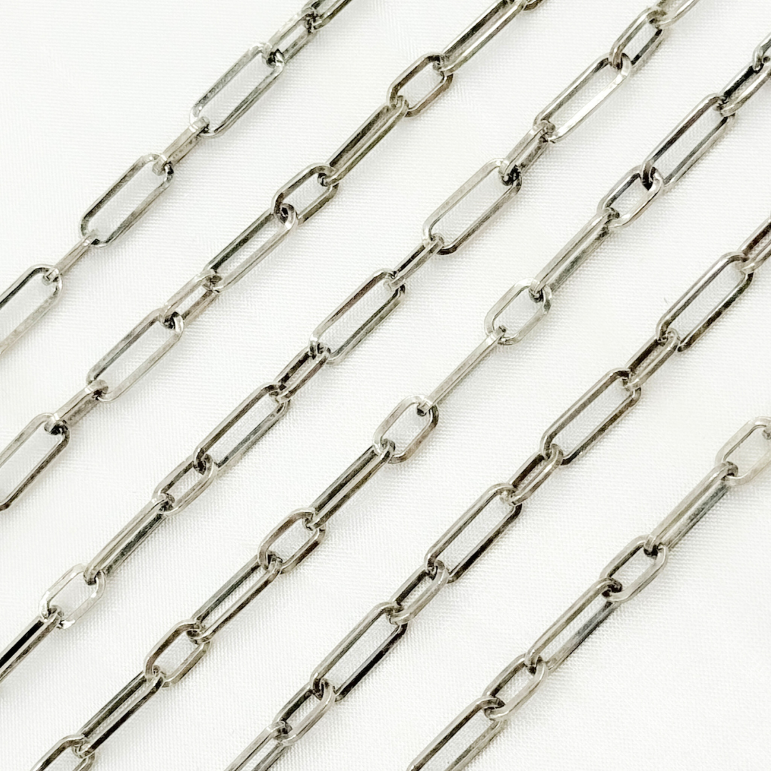 Oxidized 925 Sterling Silver Flat Paperclip Link Chain. V149OX