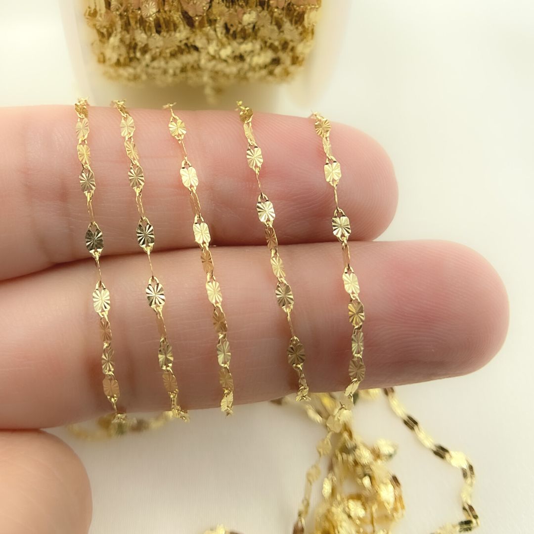 14k Solid Yellow Gold Diamond Cut Marina Chain