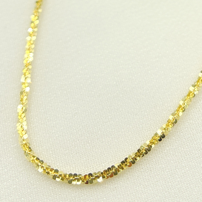 14K Solid Gold Glitter Margarita Rock Chain