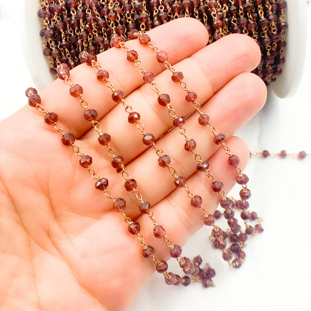 Garnet Rose Gold Plated Wire Chain. GAR15