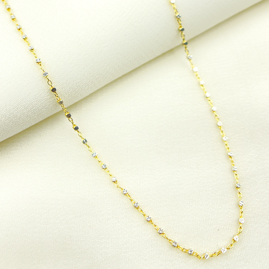 14K Solid Yellow Gold Satellite Cubes Chains