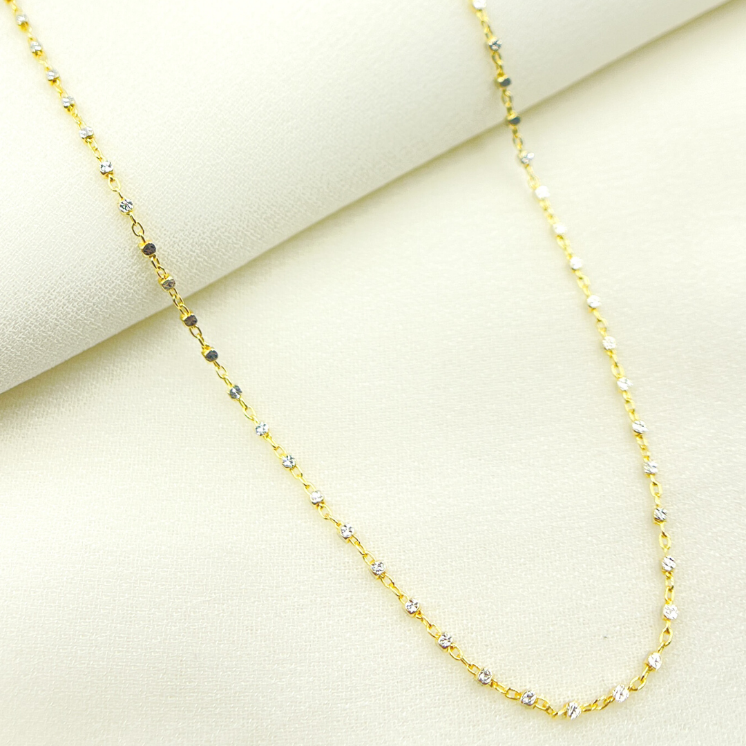 029R02S0QT4P5B958. 14K Solid Yellow Gold Satellite Cubes Chains