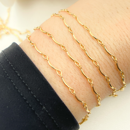 14K Gold Filled Curved Bar Link Chain.