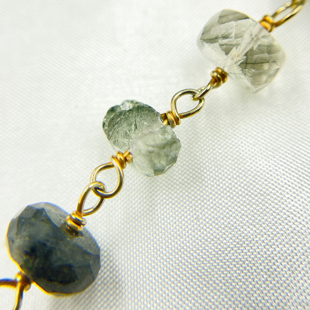 Green Rutile Gold Plated Wire Chain. GRU10