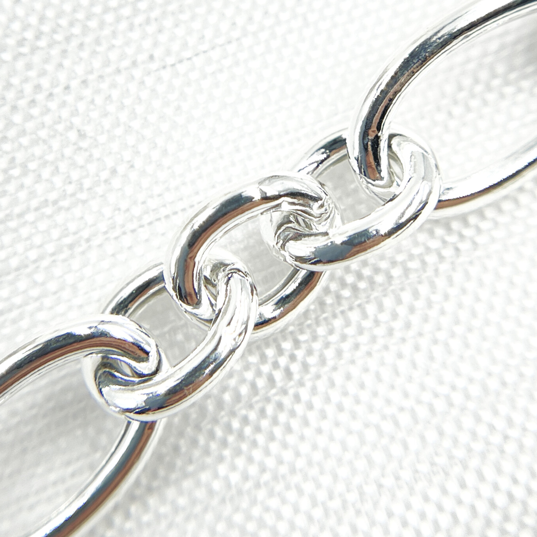 925 Sterling Silver Smooth Oval and Round Link Chain
