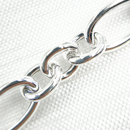 925 Sterling Silver Smooth Oval and Round Link Chain