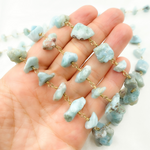 Load image into Gallery viewer, Larimar Organic Shape Gold Plated Wire Chain. LAR5
