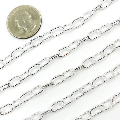 Sterling Silver Round Diamond Cut Paperclip Chain