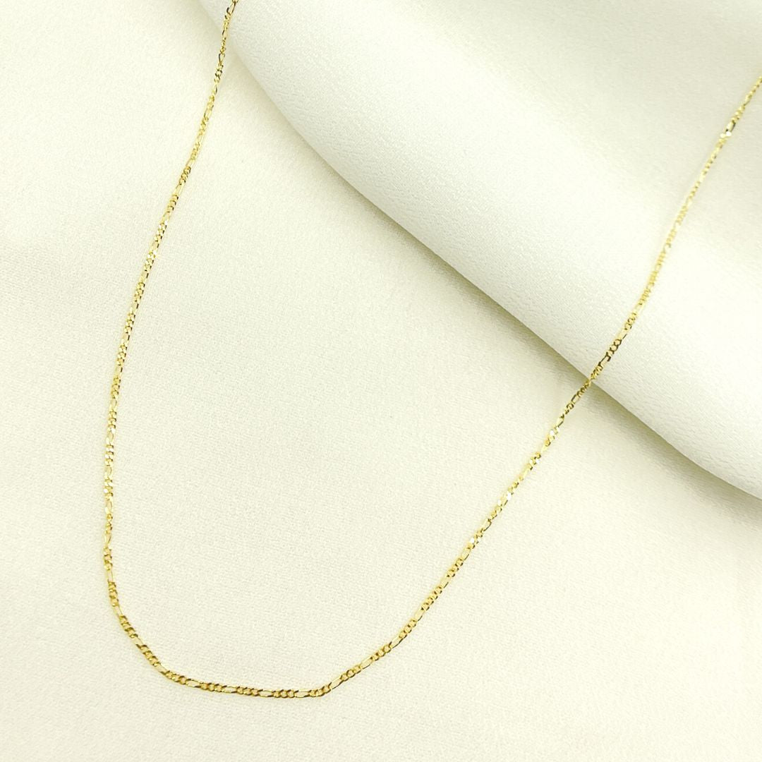 030GA3BGT2. 14K Solid Gold Flat Figaro Link Chain