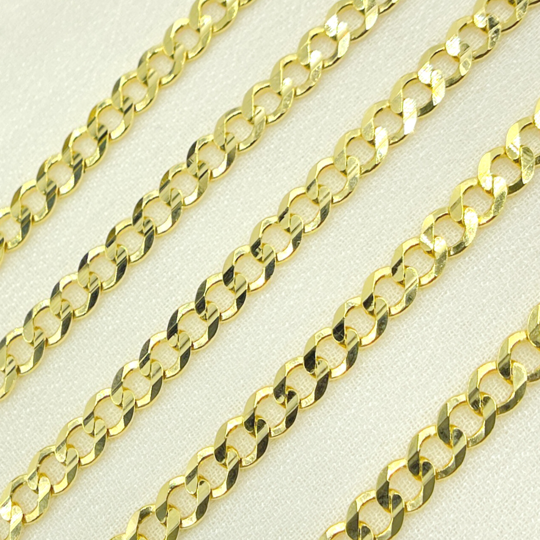 14K Solid Yellow Gold Flat Curb Chain by Foot. 100R13FG1T2A9L001byFt