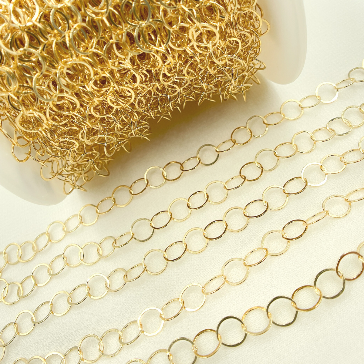 14K Gold Filled Flat Round Link Chain