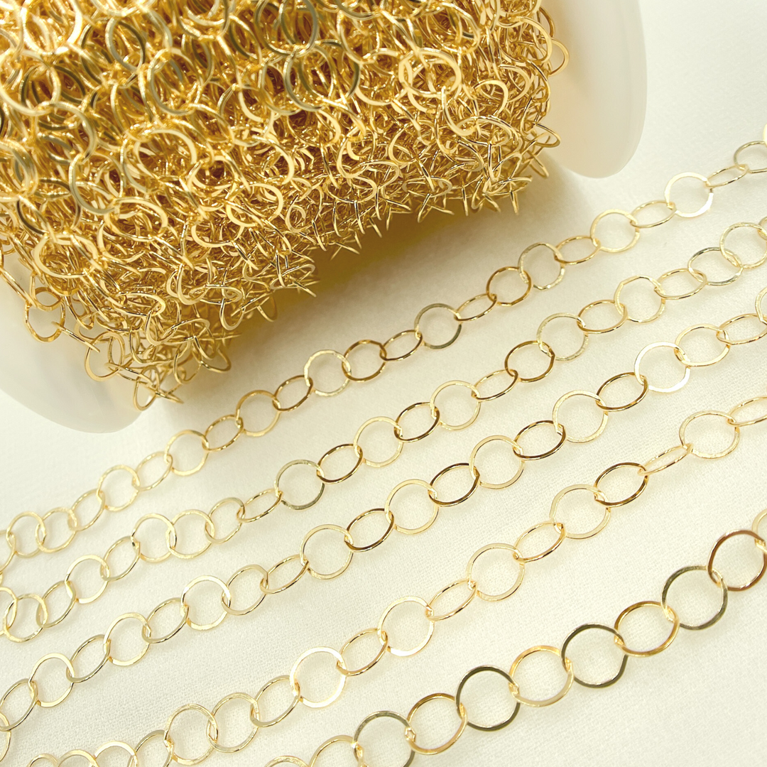 14K Gold Filled Flat Round Link Chain. 886FGF