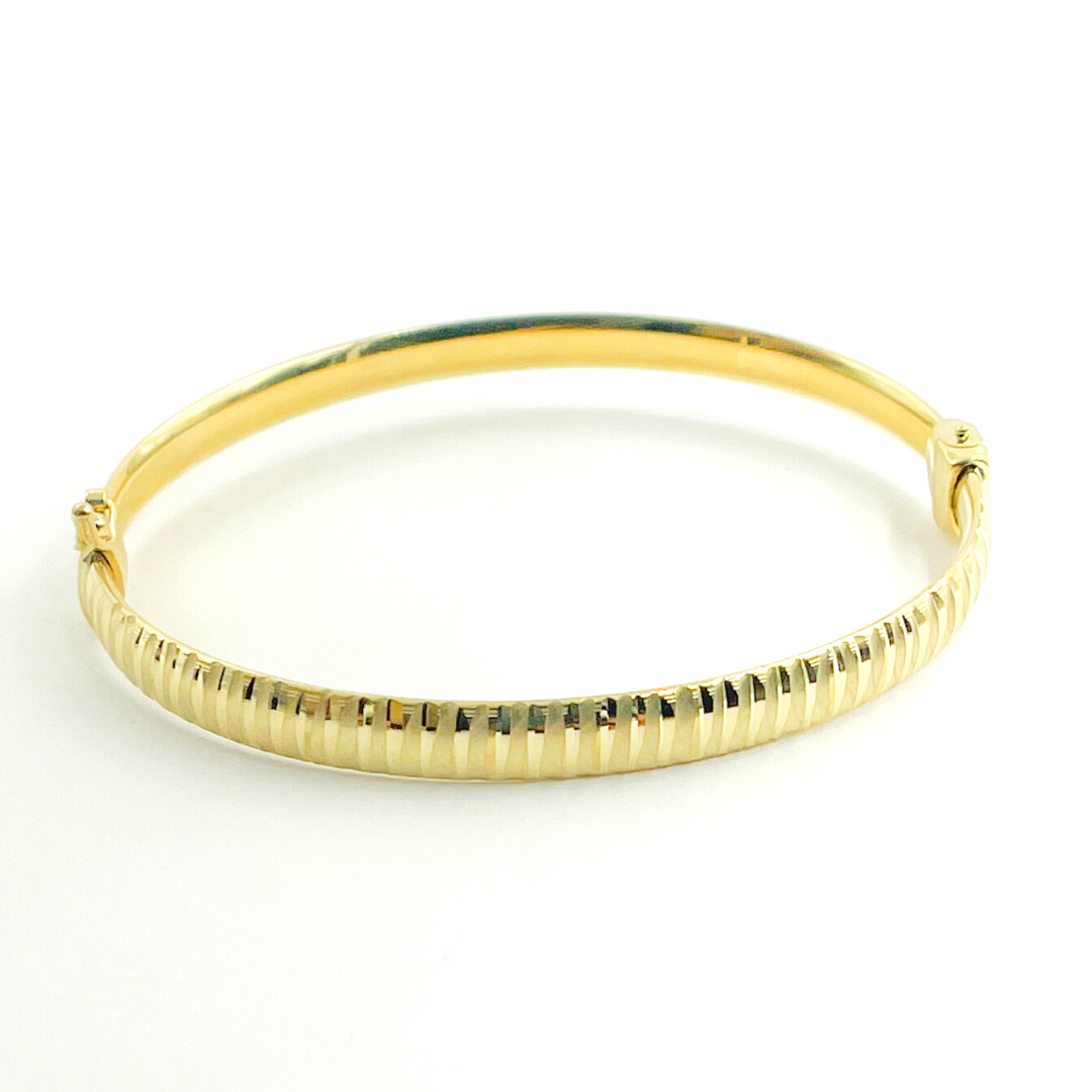 14K Solid Gold Matte Textured Bangle