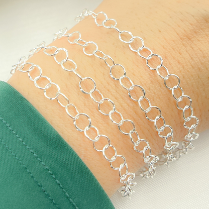 Sterling Silver Hammered Circle Chain