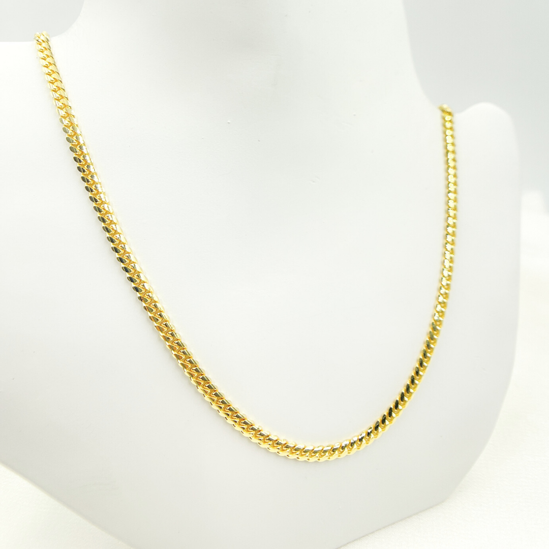 100R04GGA3. 14K Solid Yellow Gold Flat Curb Link Necklace