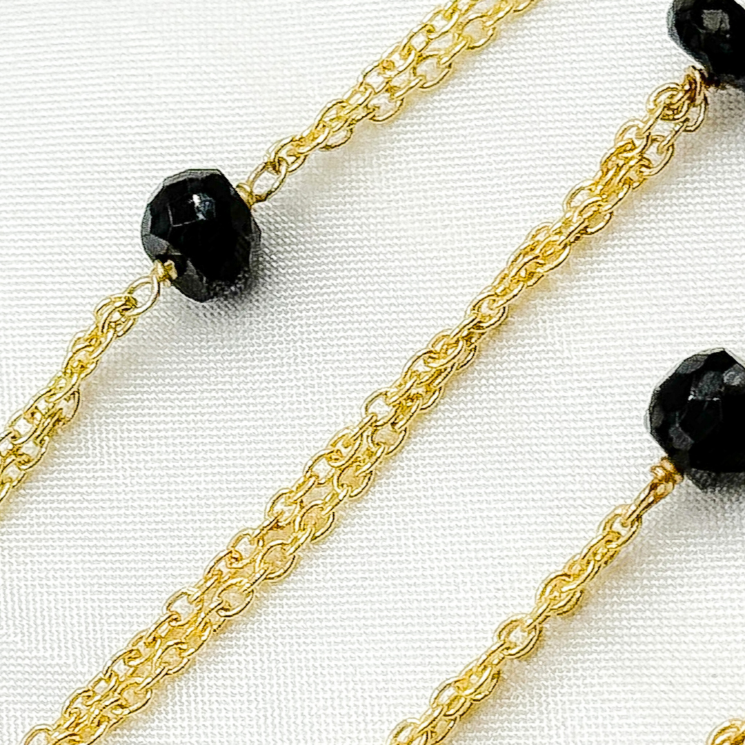 Black Spinel Double Gold Plated Connected Wire Chain.