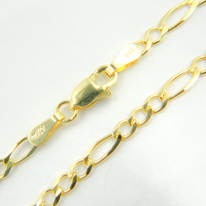 14K Solid Gold Flat Figaro Chain