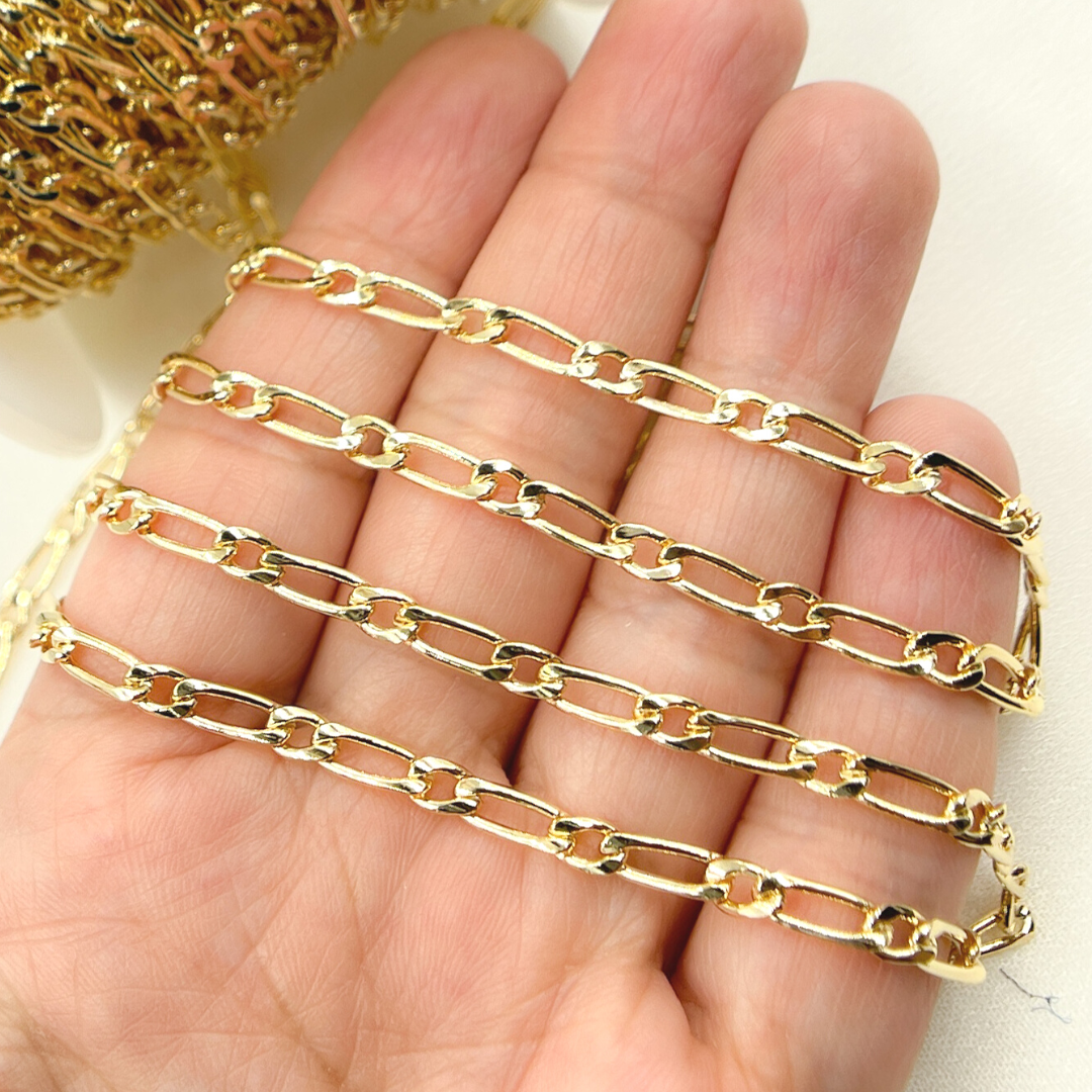 14K Gold Filled Flat Oval & Round Link Curb Chain. 3811CHRGF