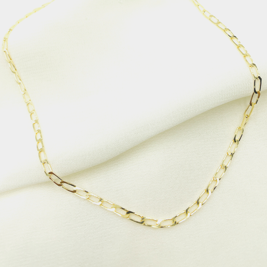 14K Solid Gold Flat Paperclip Chain