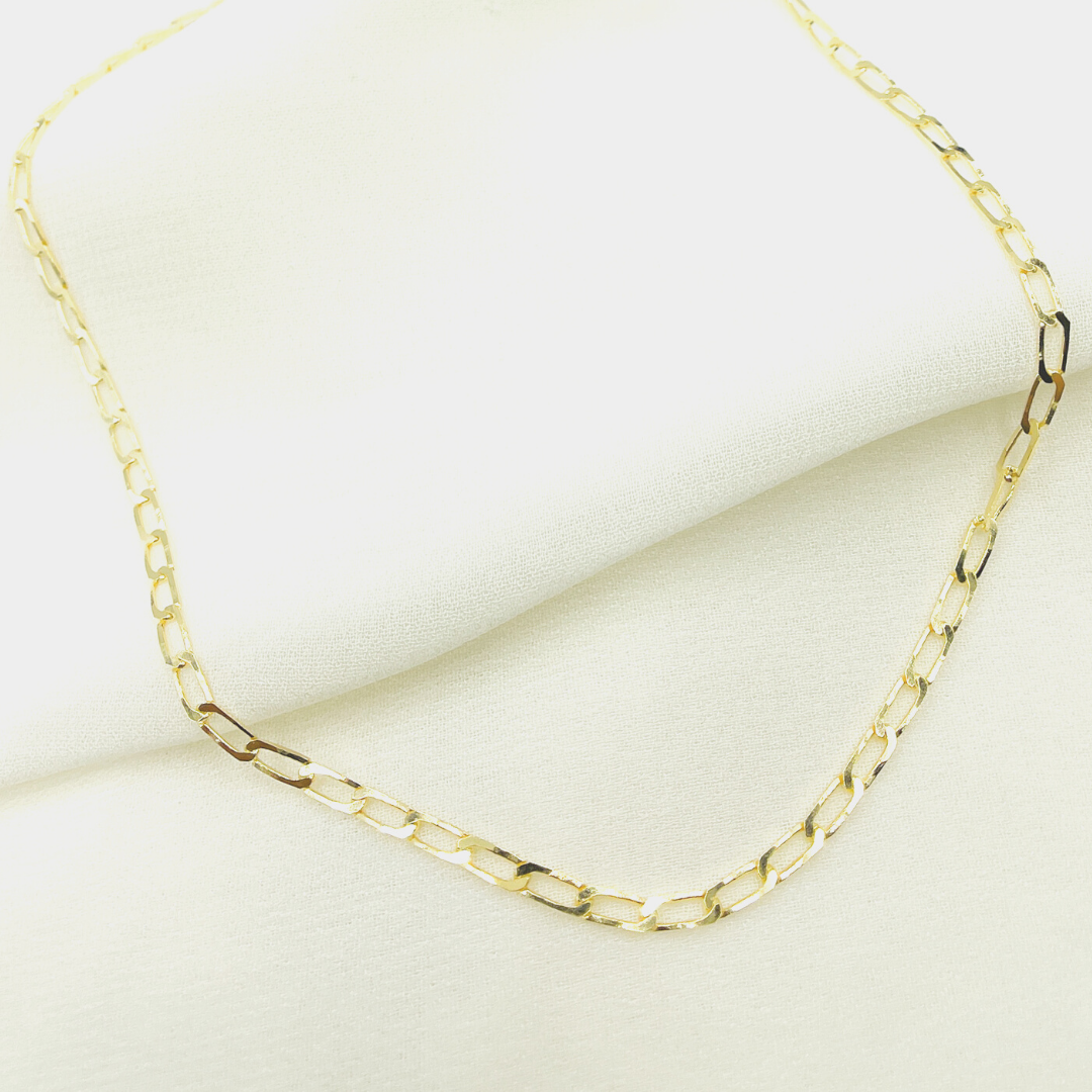 08013977FD. 14K Solid Gold Flat Paperclip Chain