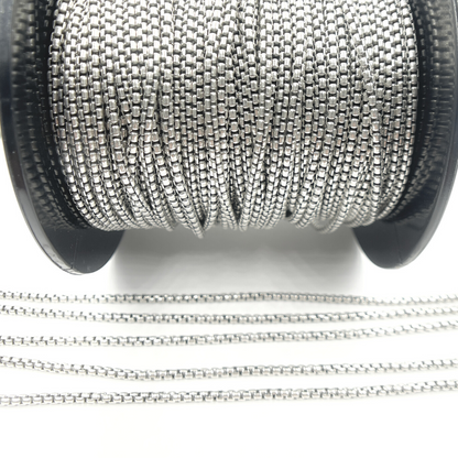 Oxidized 925 Sterling Silver Round Box Chain. 