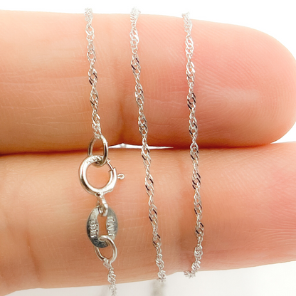 14K Solid White Gold Singapore Chain