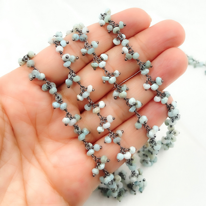 Larimar Cluster Dangle Oxidized Wire Chain