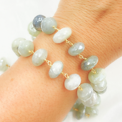 Coated Prehnite Gold Plated Wire Chain.