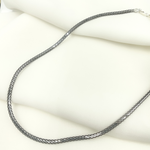 Load image into Gallery viewer, 0502213SB. Black Rhodium and White Sterling Silver Flat Wheat Necklace
