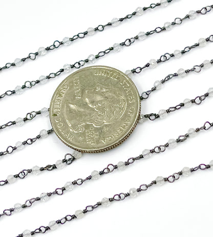 Coated White Topaz Wire Wrap Chain. TOP3