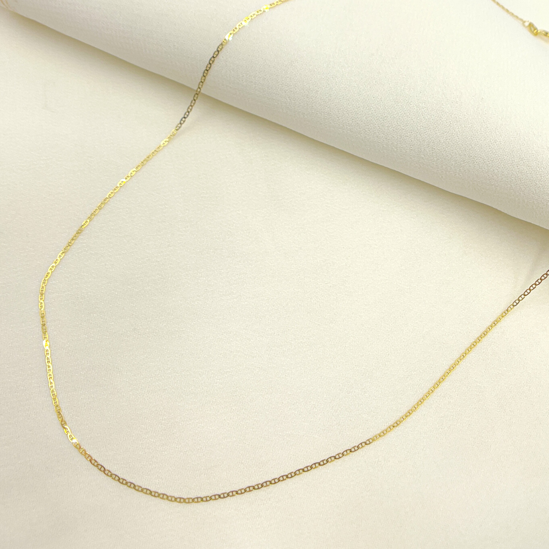 14K Solid Gold Flat Marina Necklace
