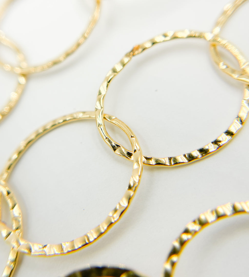 14K Gold Filled Hammered Round Link Chain. 756KGF