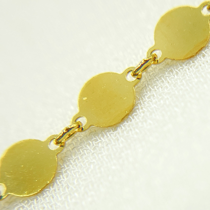 Gold Plated 925 Sterling Silver Flat Disc Chain. 