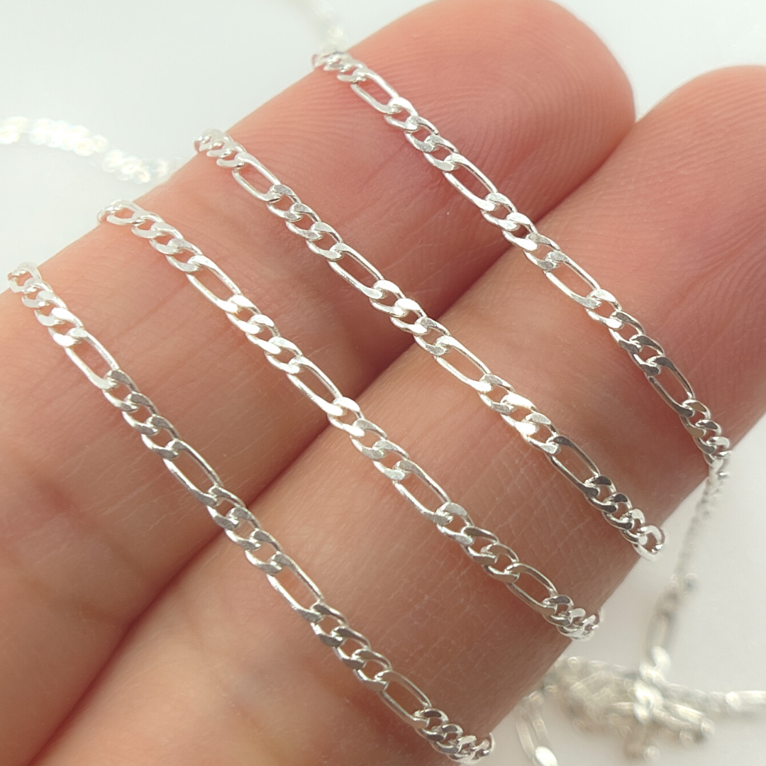 Y109SS. 925 Sterling Silver Flat Figaro Link Chain.