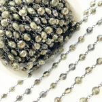 Load image into Gallery viewer, Pyrite Small Coin Shape Oxidized Wire Chain. PYR44
