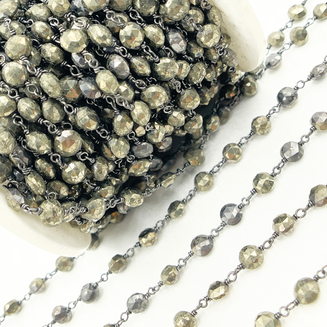 Pyrite Small Coin Shape Oxidized Wire Chain.