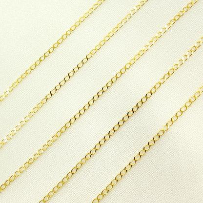 14K Solid Yellow Gold Curb Link Chain