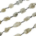 Load image into Gallery viewer, DQ1. Diamond Quartz Organic Shape Oxidized Wire Chain.
