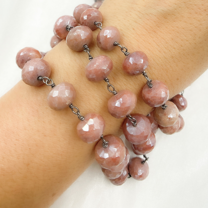 Coated Agate Peach Oxidized Wire Chain