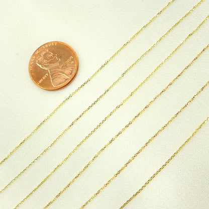 14K Solid Gold Flat Cable Link Chain