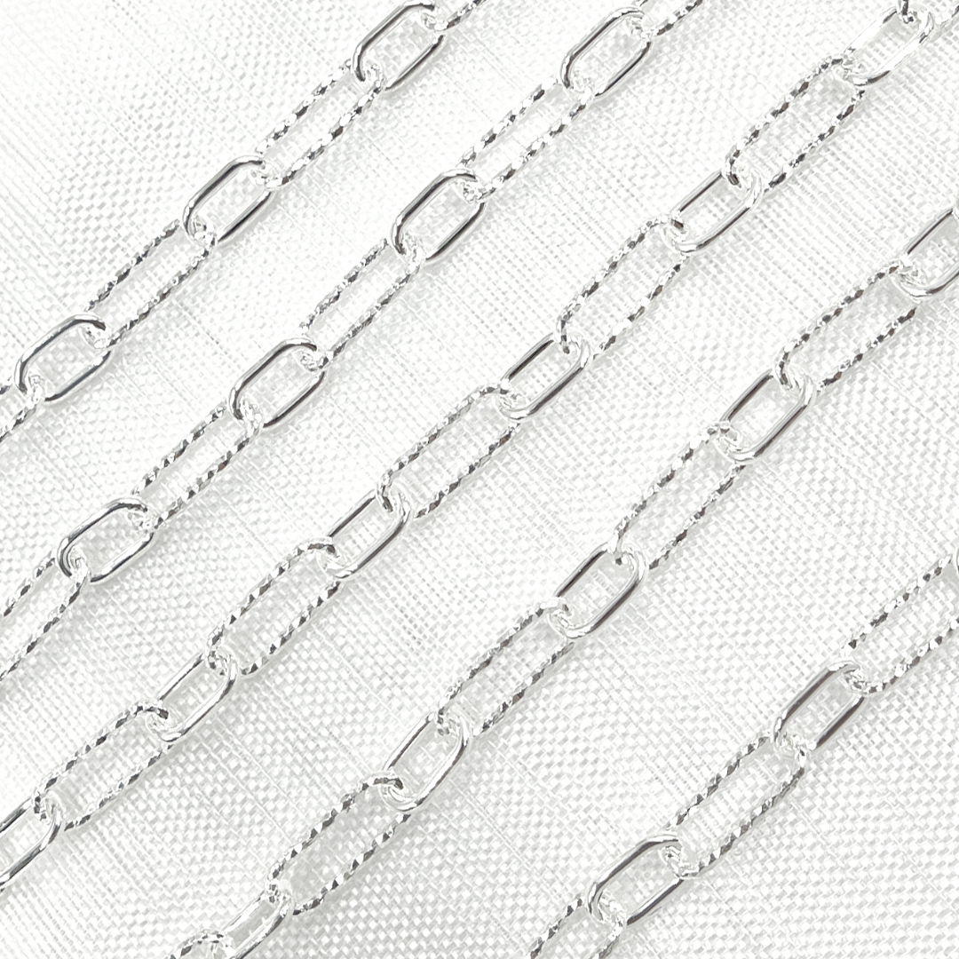 925 Sterling Silver Paperclip Link Chain. Smooth Short Link.
