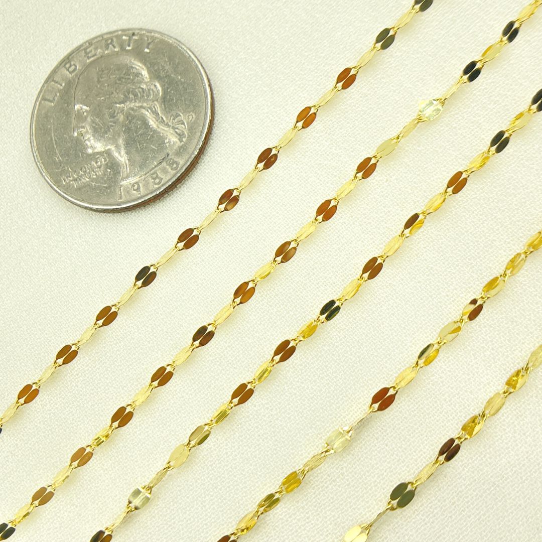 14K Solid Gold Flat Marina Link Unfinished Chain